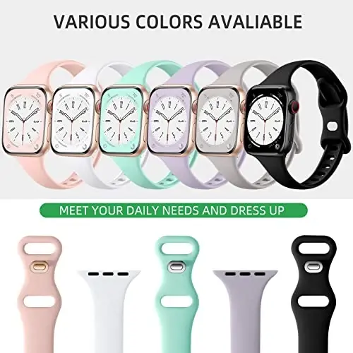 Lerobo Silicone Slim Bands Compatible for Apple Watch Band 44mm 42mm 45mm 38mm 40mm 41mm 49mm, Slim Thin Narrow Replacement Sport Strap Wristband for iWatch Series 8/7/6/5/4/3/2/1 SE Ultra Women Men - 2