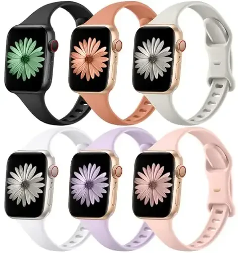 Lerobo Slim Band Apple Watch Series 8 Band 45mm 44mm 42mm 40mm 38mm 41mm 49mm ayollar erkaklar bilan mos keladi, yumshoq tor ingichka suv o'tkazmaydigan silikon almashtirish sport tasmasi iWatch Bands SE 8 7 6 5 4 3 2 1 uchun - 6