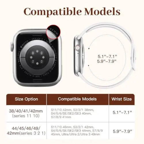 Lerobo Slim Band Apple Watch Series 8 Band 45mm 44mm 42mm 40mm 38mm 41mm 49mm ayollar erkaklar bilan mos keladi, yumshoq tor ingichka suv o'tkazmaydigan silikon almashtirish sport tasmasi iWatch Bands SE 8 7 6 5 4 3 2 1 uchun - 4