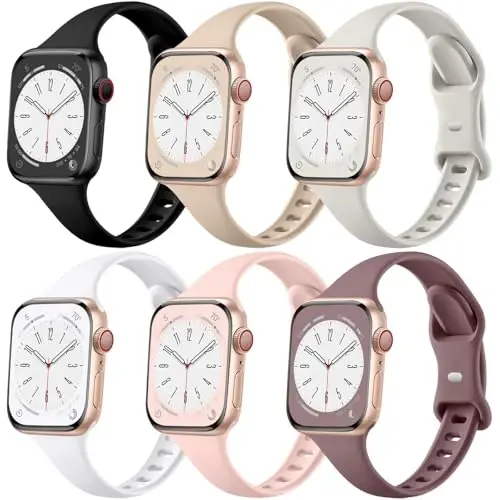 Lerobo Slim Band Apple Watch Series 9 42mm 44mm 45mm 40mm 38mm 41mm 46mm 49mm ayollar erkaklar uchun mos, iWatch Bands Ultra SE 10 8 7 6 5 4 3 2 1 uchun yumshoq tor ingichka silikon sport almashtirish - 1