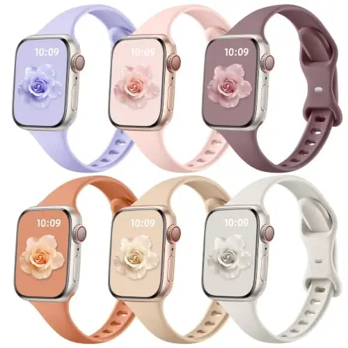 Lerobo Slim Band Apple Watch Series 9, 8, 7, 6, 5, 4, 3, 2, 1 bilan mos keladi - iWatch bantlari uchun suv o'tkazmaydigan silikon o'rnini bosuvchi - 1