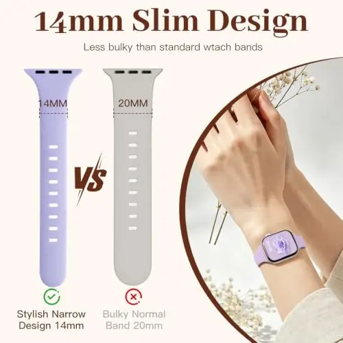 Lerobo Slim Band Apple Watch Series 9, 8, 7, 6, 5, 4, 3, 2, 1 bilan mos keladi - iWatch bantlari uchun suv o'tkazmaydigan silikon o'rnini bosuvchi - 2