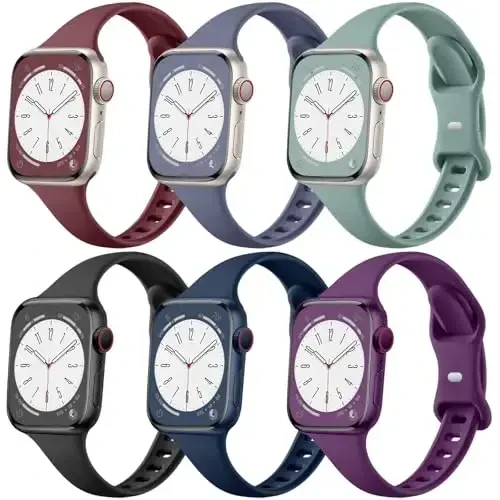 Lerobo Slim Band Apple Watch Series 9 Band 45mm 44mm 42mm 40mm 38mm 41mm 49mm 46mm ayollar uchun mos, iWatch Bands Ultra SE 10 8 7 6 5 4 3 2 1 uchun yumshoq tor ingichka suv o'tkazmaydigan sport almashtirish - 6
