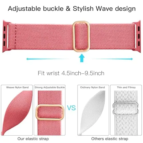 Lerobo Stretchy Solo Loop Compatible with Apple Watch Bands for Women Men | Soft Nylon Sport Band for iwatch Series 12 11 10 9 8 7 6 5 4 3 2 1 SE Ultra 38/40/41/42/44/45/46/49mm, Breathable, Adjustable - Lerobo (1)