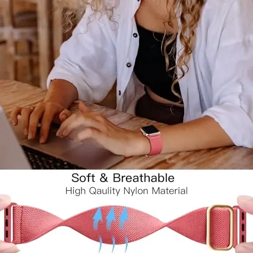 Lerobo Stretchy Solo Loop Compatible with Apple Watch Bands for Women Men | Soft Nylon Sport Band for iwatch Series 12 11 10 9 8 7 6 5 4 3 2 1 SE Ultra 38/40/41/42/44/45/46/49mm, Breathable, Adjustable - 3