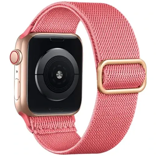 Lerobo Stretchy Solo Loop Compatible with Apple Watch Bands for Women Men | Soft Nylon Sport Band for iwatch Series 12 11 10 9 8 7 6 5 4 3 2 1 SE Ultra 38/40/41/42/44/45/46/49mm, Breathable, Adjustable - 6