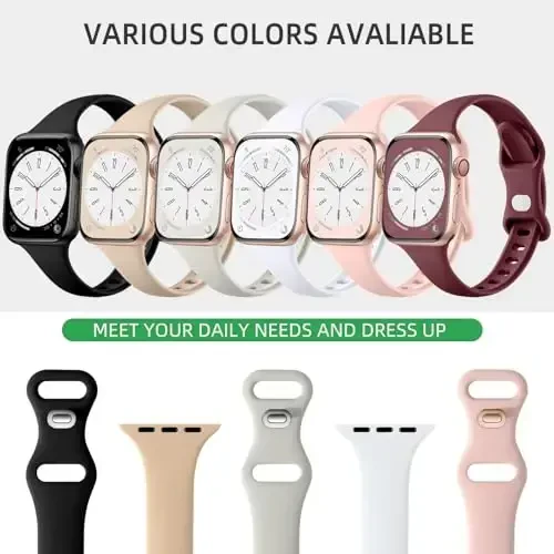 Lerobo Thin Slim Bands Compatible with Apple Watch 40mm 38mm 44mm 45mm 46mm 42mm 41mm 49mm SE iWatch Bands Ultra Series 10 9 8 7 6 5 4 3 2 1 for Women Men,Soft Narrow Sport Strap Wristband - Lerobo (1)