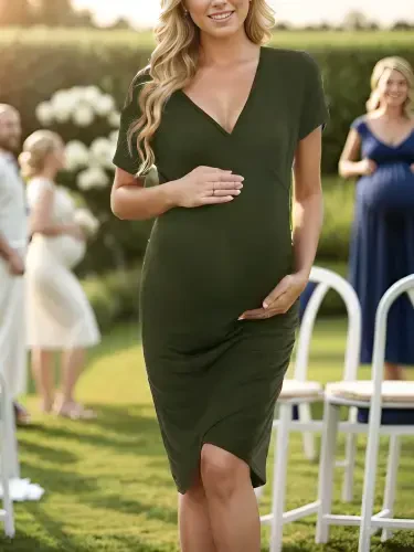 Летнее платье для беременных Smallshow, короткий рукав, с рюшами. - UILGO (1)