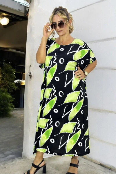 ЛЕТНЕЕ ПЛАТЬЕ С ВОРОТНИКОМ-СТОЙКОЙ, КОРОТКИМИ РУКАВАМИ, СВОБОДНЫМ КРОЕМ, ВНЕРАЗМЕРНЫМ, ИЗ ХЛОПКА И ВИСКОЗЫ - 4