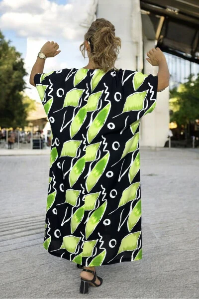 ЛЕТНЕЕ ПЛАТЬЕ С ВОРОТНИКОМ-СТОЙКОЙ, КОРОТКИМИ РУКАВАМИ, СВОБОДНЫМ КРОЕМ, ВНЕРАЗМЕРНЫМ, ИЗ ХЛОПКА И ВИСКОЗЫ - 5