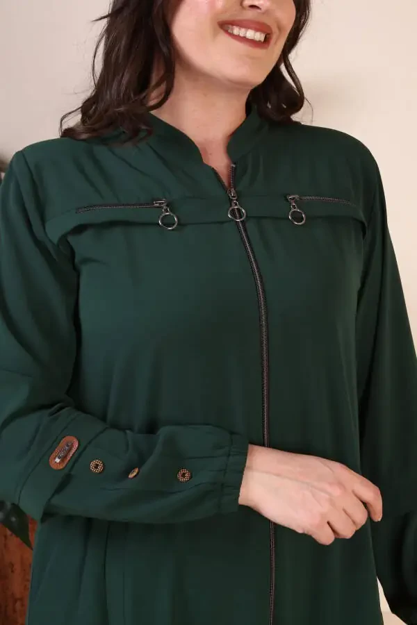 Летнее платье-халат для женщин больших размеров с пуговицами на рукавах - 11