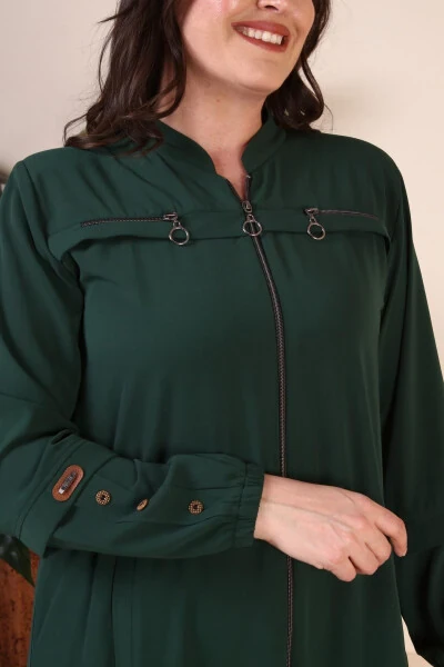 Летнее платье-халат для женщин больших размеров с пуговицами на рукавах - 19