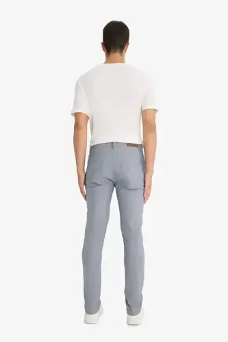 Летние брюки чинос из канваса Slim Fit узкого кроя с карманами, зауженные к низу - Светлый индиго - 7