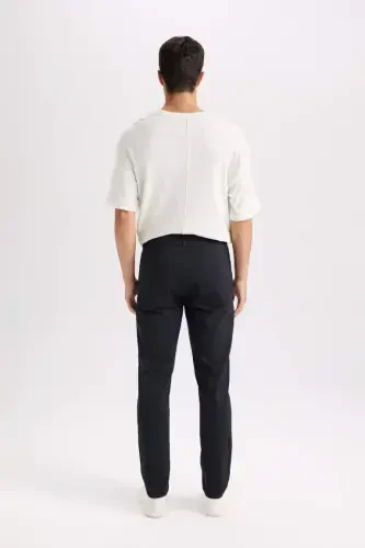 Летние габардиновые брюки чинос Slim Fit, узкого кроя, с карманами - темно-серый антрацит. - 7