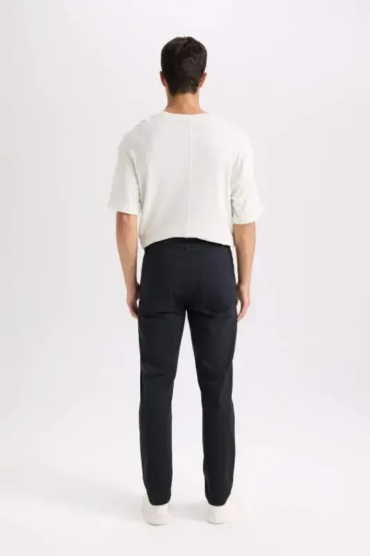 Летние габардиновые брюки чинос Slim Fit, узкого кроя, с карманами - темно-серый антрацит. - 7