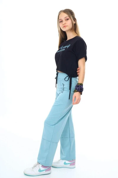 Летний спортивный комплект из двух предметов для девочек из хлопкового компактного трикотажа - JOUI CO