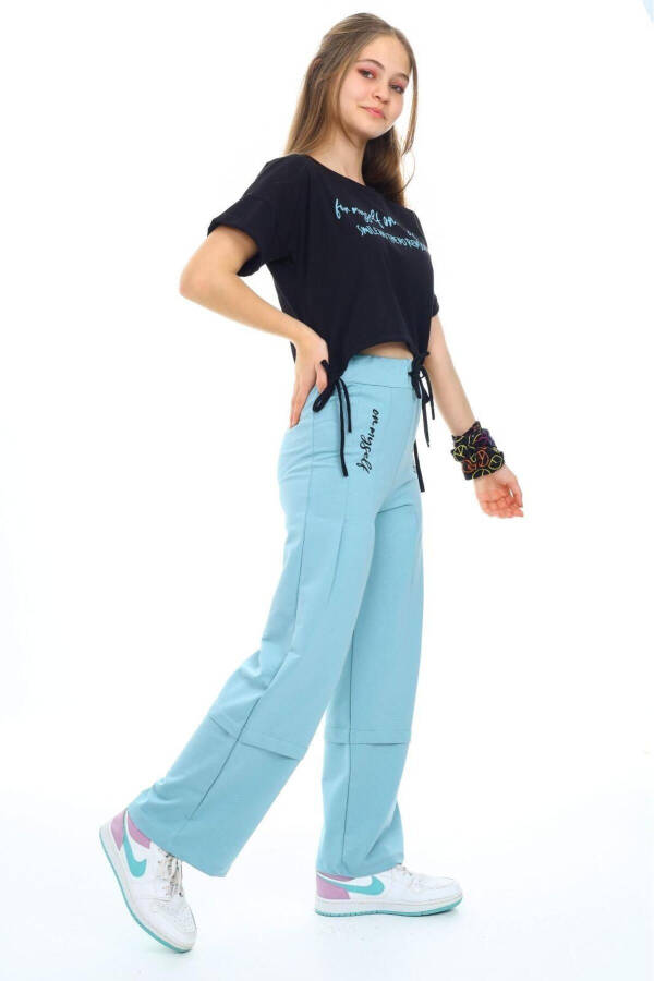 Летний спортивный комплект из двух предметов для девочек из хлопкового компактного трикотажа - 3