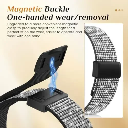 LETOID for Samsung Galaxy Watch Bands for Women, Bling Stretchy Nylon Strap Designed for Samsung Galaxy Watch 8/7/6/5/4/FE, Active 2 – Soft, Breathable, Adjustable, Glitter Elastic Wristband - LETOID (1)