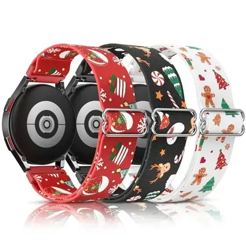 LETOID Samsung Galaxy Watch (ayollar uchun) bilaguzuklari, Samsung Galaxy Watch 8/7/6/5/4/FE, Active 2 uchun mo'ljallangan jilvali elastik neylon tasma – yumshoq, nafas oladigan, sozlanishi, yaltiroq elastik bilaguzuk - 1