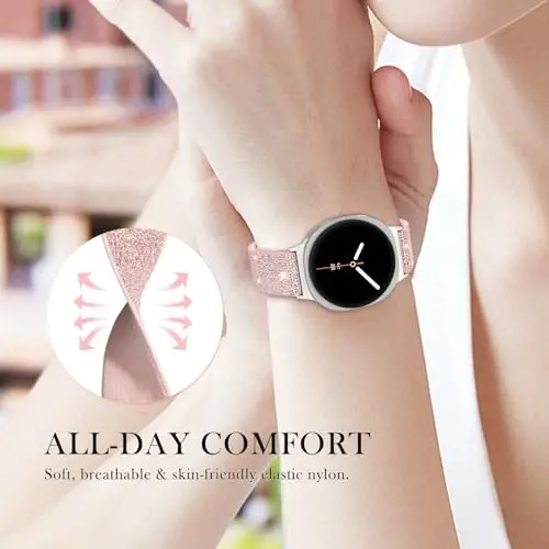 LETOID Stretchy Bands for Samsung Galaxy Watch Band Women Solo Loop | Skin-Friendly Elastic Adjustable Nylon Replacement Strap Fits 8 7 6 5 4 3 FE Active Pro Classic 47 46 45 44 43 42 41 40mm - 5