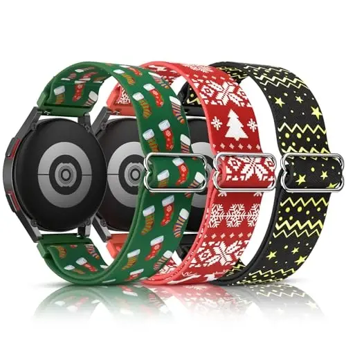 LEToid Samsung Galaxy Watch uchun ayollar uchun bilaguzuklar, Samsung Galaxy Watch 8/7/6/5/4/FE, Active 2 uchun mo'ljallangan Bling cho'ziluvchan neylon tasmasi – Yumshoq, nafas oladigan, sozlanishi, yaltiroq elastik bilaguzuk - 1