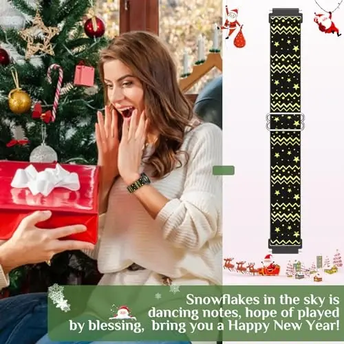 LEToid Samsung Galaxy Watch uchun ayollar uchun bilaguzuklar, Samsung Galaxy Watch 8/7/6/5/4/FE, Active 2 uchun mo'ljallangan Bling cho'ziluvchan neylon tasmasi – Yumshoq, nafas oladigan, sozlanishi, yaltiroq elastik bilaguzuk - 5