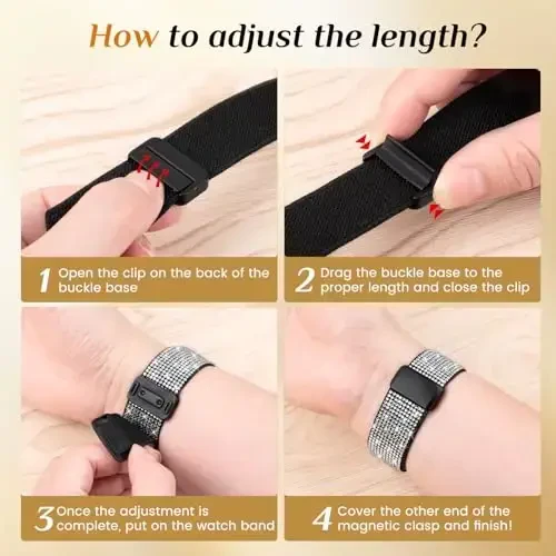 LETOID Stretchy Bands for Samsung Galaxy Watch 7 6 5 4 FE 40/44mm, 6 Classic 43/47mm, 4 Classic 42/46mm, 5 Pro 45mm, Active 2, Galaxy Watch Ultra Bands, Adjustable Breathable Elastic Fabric Strap - 6