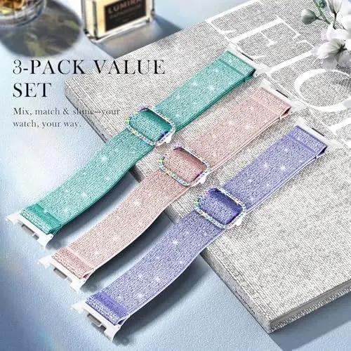 LETOID Stretchy Bands for Samsung Galaxy Watch Band Women Solo Loop | Skin-Friendly Elastic Adjustable Nylon Replacement Strap Fits 8 7 6 5 4 3 FE Active Pro Classic 47 46 45 44 43 42 41 40mm - 3