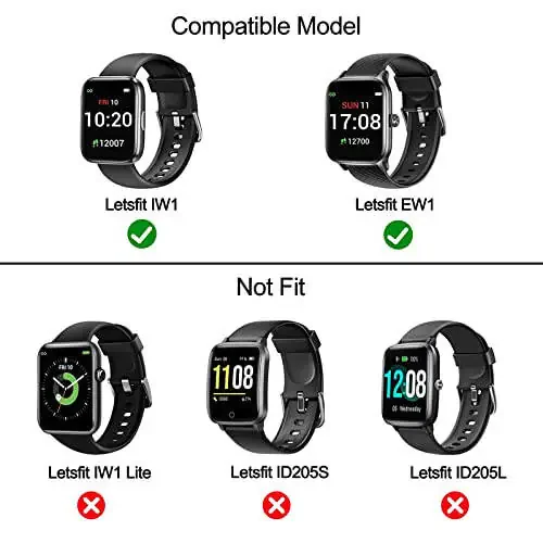Letsfit EW1 / Letsfit IW1 aqlli soat bilagusiga mos keladigan tasmalar, Amazfit Bip 5 aqlli soat bilaguligi uchun bir xil rangli almashtiriladigan bilaguzuk sport qisimi (IW1 Lite / ID205L / ID205S uchun emas) (kichik) - 2