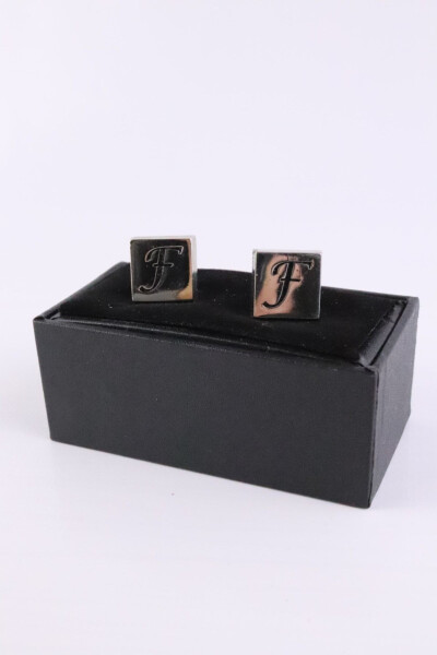 Letter F Silver Cufflinks - ARS MAGIC BOX