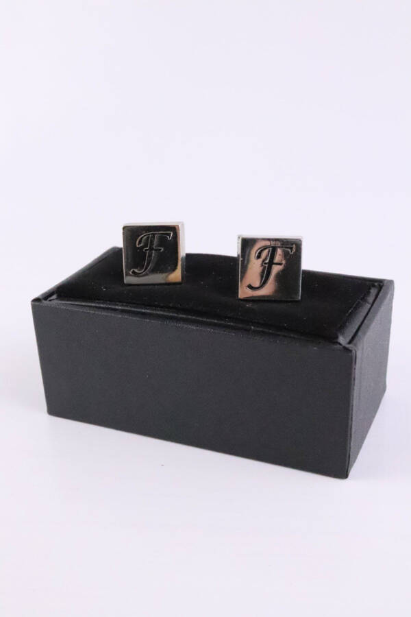 Letter F Silver Cufflinks - 1