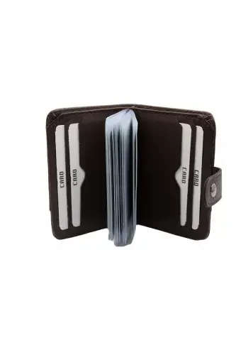 Letter--Leather Look Transparent Card Wallet & Cardholder Vertical Model-Brown - MKM MAN (1)