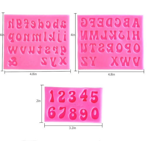 Letters Molds and Numbers Molds, Silicone Fondant Mold Chocolate Molds, 0-9 Number and 26 Letters Silicone Molds for Baking Desserts and Cake Decoration (3 pack) - 2