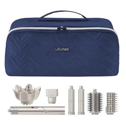 Leudes Hair Tools Travel Bag For Dy son Airwrap Hair Dryer Shark Flex Style Carrying Case Travel Makeup Bag Portable Pouch Flat Packing Organizers with Divider and Handle (Blue+Heat Resistant Mat) - LEUDES (1)