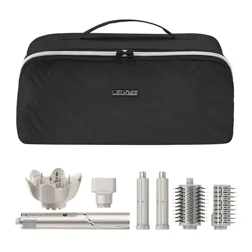 Leudes Hair Tools Travel Bag For Dy son Airwrap Hair Dryer Shark Flex Style Carrying Case Travel Makeup Bag Portable Pouch Open Flat Packing Organizers with Divider and Handle (Black) - 3