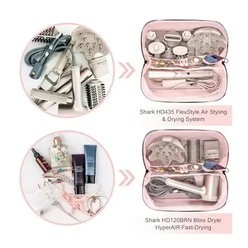 Leudes Hair Tools Travel Bag For Dy son Airwrap Hair Dryer Shark Flex Style Carrying Case Travel Makeup Bag Portable Pouch Open Flat Packing Organizers with Divider and Handle (Black) - 6