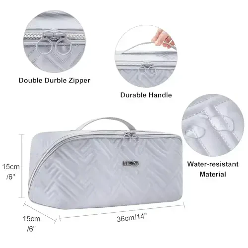 Leudes Hair Tools Travel Bag For Dy son Airwrap Hair Dryer Shark Flex Style Carrying Case Travel Makeup Bag Portable Pouch Open Flat Packing Organizers with Divider and Handle (Light Grey) - 5