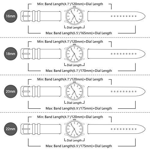 LEUNGLIK 20mm Watch Band,Vintage Leather Watch Strap 10 Colors Watch Band,Quick Release Leather Watch Band,Classic Genuine Leather Wristband for Men Women Samsung Replacement Band - 3