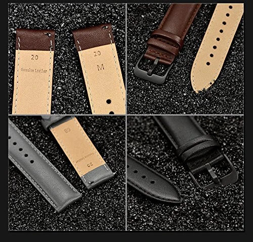 LEUNGLIK 20mm Watch Band,Vintage Leather Watch Strap 10 Colors Watch Band,Quick Release Leather Watch Band,Classic Genuine Leather Wristband for Men Women Samsung Replacement Band - 7