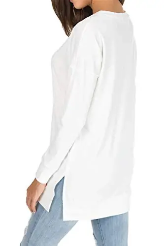 levaca Womens Fall Long Sleeve Pullover Side Oversizes Split Casual Loose Tunic Tops - 4