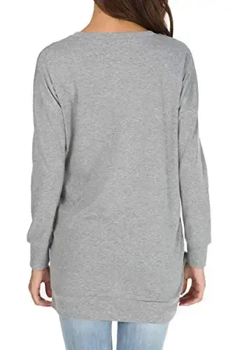 levaca Womens Fall Long Sleeve Pullover Side Oversizes Split Casual Loose Tunic Tops - 4