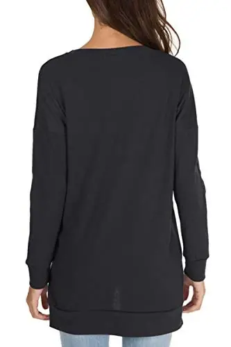 levaca Womens Fall Long Sleeve Pullover Side Oversizes Split Casual Loose Tunic Tops - 4