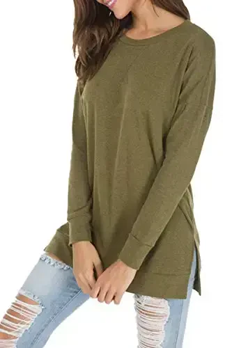 levaca Womens Fall Long Sleeve Pullover Side Oversizes Split Casual Loose Tunic Tops - Modazone (1)
