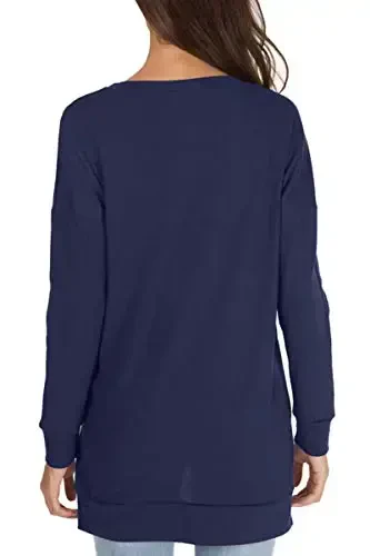 levaca Womens Fall Long Sleeve Pullover Side Oversizes Split Casual Loose Tunic Tops - 4