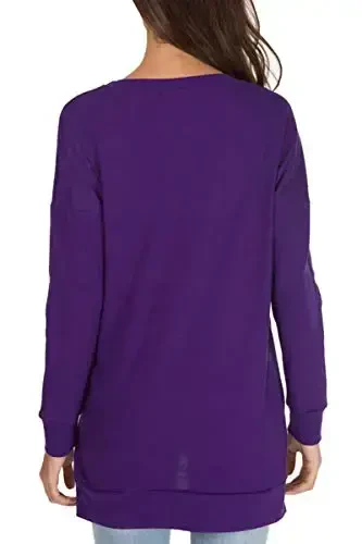 levaca Womens Fall Long Sleeve Pullover Side Oversizes Split Casual Loose Tunic Tops - 4