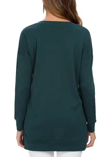 levaca Womens Fall Long Sleeve Pullover Side Oversizes Split Casual Loose Tunic Tops - 3