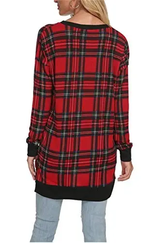 levaca Womens Fall Long Sleeve Pullover Side Oversizes Split Casual Loose Tunic Tops 