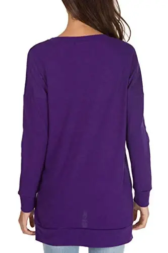 levaca Women's Fall Long Sleeve Side Split Loose Blouses Casual Pullover Tunic Tops - 5