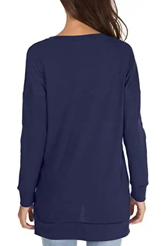 levaca Women's Fall Long Sleeve Side Split Loose Blouses Casual Pullover Tunic Tops - 4