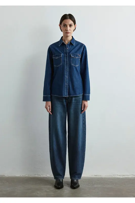 Levia Classic Denim To‘q Jean Ko‘ylak Fitted / Vücu - 3